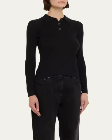 Guest in Residence Shrunken Long-Sleeve Cashmere Polo | Thumbnail 4 Guest in Residence Shrunken Long-Sleeve Cashmere Polo | Thumbnail 4