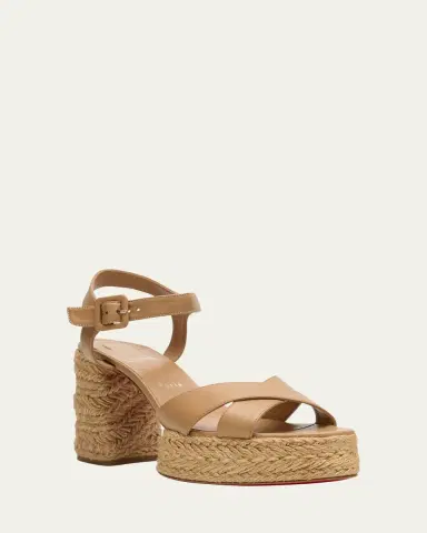 Christian Louboutin 70mm Calakala Leather Crisscross Espadrille Sandals | Thumbnail 3 Christian Louboutin 70mm Calakala Leather Crisscross Espadrille Sandals | Thumbnail 3