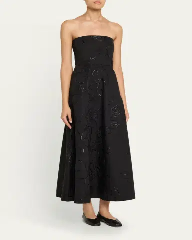 BERNADETTE Odette Strapless Camelia Sequined Midi Dress | Thumbnail 4 BERNADETTE Odette Strapless Camelia Sequined Midi Dress | Thumbnail 4
