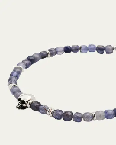 Jan Leslie Men's Gemstone Skull Beaded Bracelet | Thumbnail 3 Jan Leslie Men's Gemstone Skull Beaded Bracelet | Thumbnail 3