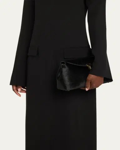 TOTEME T Lock Flap Horsehair Clutch Bag | Thumbnail 2 TOTEME T Lock Flap Horsehair Clutch Bag | Thumbnail 2