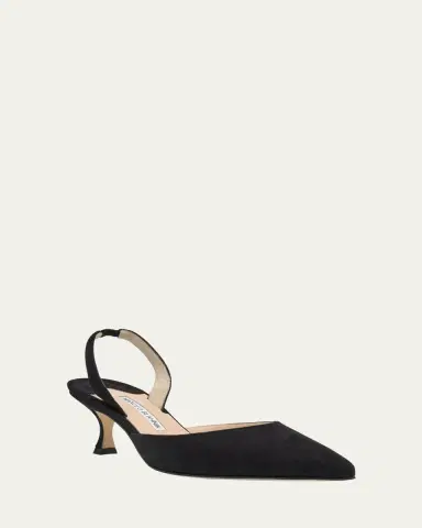 Manolo Blahnik Carolyne Kitten-Heel Halter Pumps | Thumbnail 3 Manolo Blahnik Carolyne Kitten-Heel Halter Pumps | Thumbnail 3