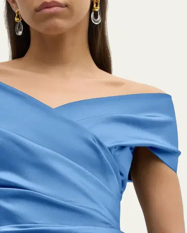 Rickie Freeman for Teri Jon Pleated Off-Shoulder Satin Column Gown | Thumbnail 5 Rickie Freeman for Teri Jon Pleated Off-Shoulder Satin Column Gown | Thumbnail 5