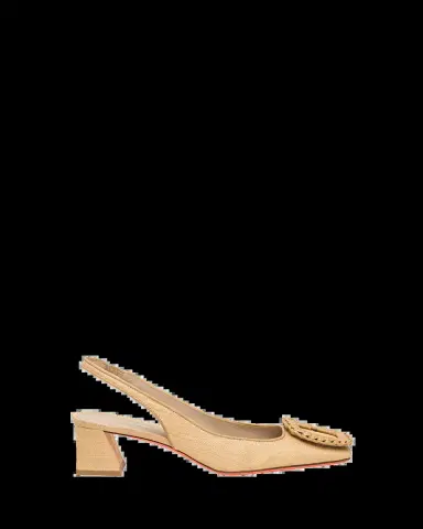 Santoni Lemon Raffia Buckle Slingback Pumps | Thumbnail 2 Santoni Lemon Raffia Buckle Slingback Pumps | Thumbnail 2