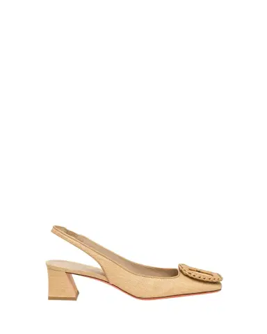 Santoni Lemon Raffia Buckle Slingback Pumps | Thumbnail 1 Santoni Lemon Raffia Buckle Slingback Pumps | Thumbnail 1