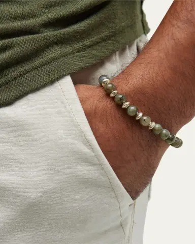 Jan Leslie Men's Labradorite Beaded Bracelet | Thumbnail 2 Jan Leslie Men's Labradorite Beaded Bracelet | Thumbnail 2