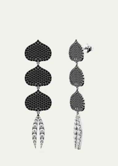 KAMAL Triple Eye Adore Lotus Black and White Diamond Earrings | Thumbnail 2 KAMAL Triple Eye Adore Lotus Black and White Diamond Earrings | Thumbnail 2