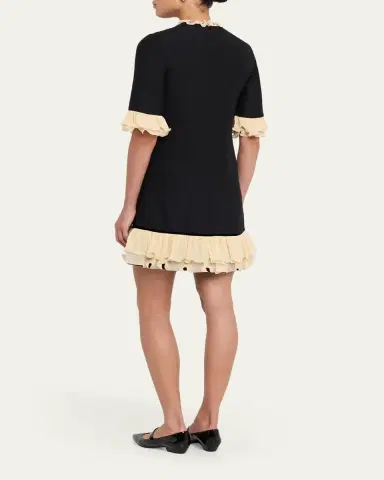 Valentino Garavani Ruffle Silk Crepe Mini Dress | Thumbnail 3 Valentino Garavani Ruffle Silk Crepe Mini Dress | Thumbnail 3