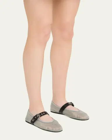 Miu Miu Mesh Buckle Mary-Jane Ballerina Flats | Thumbnail 6 Miu Miu Mesh Buckle Mary-Jane Ballerina Flats | Thumbnail 6