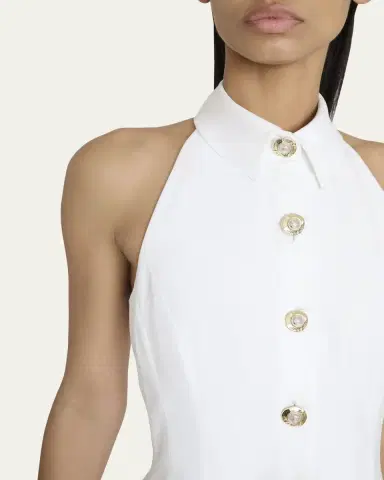 Balmain Halter Popeline Fit-&-Flare Mini Shirtdress | Thumbnail 5 Balmain Halter Popeline Fit-&-Flare Mini Shirtdress | Thumbnail 5