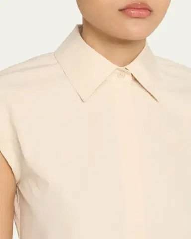 Lafayette 148 New York Fitted Cap-Sleeve Cotton Shirt | Thumbnail 5 Lafayette 148 New York Fitted Cap-Sleeve Cotton Shirt | Thumbnail 5