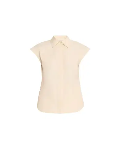Lafayette 148 New York Fitted Cap-Sleeve Cotton Shirt | Thumbnail 1 Lafayette 148 New York Fitted Cap-Sleeve Cotton Shirt | Thumbnail 1