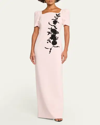 Rickie Freeman for Teri Jon Floral Applique Crepe Column Gown | Thumbnail 4 Rickie Freeman for Teri Jon Floral Applique Crepe Column Gown | Thumbnail 4