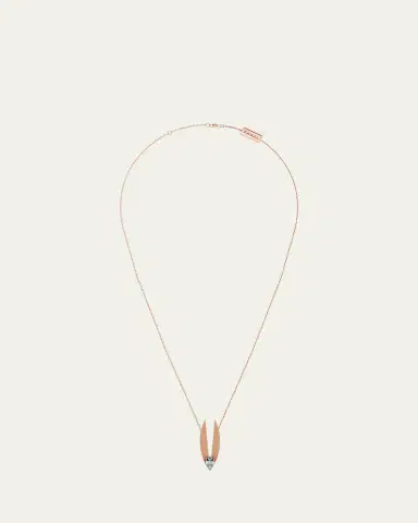KAMAL 18K Gold Petal Lotus Edge Pear Diamond Necklace, 16"L | Thumbnail 1 KAMAL 18K Gold Petal Lotus Edge Pear Diamond Necklace, 16"L | Thumbnail 1