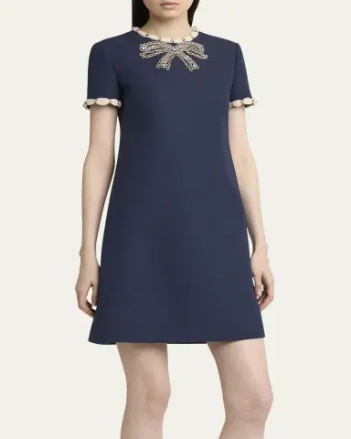 Valentino Garavani Puff-Trim Crystal Bow Mini Dress | Thumbnail 4 Valentino Garavani Puff-Trim Crystal Bow Mini Dress | Thumbnail 4