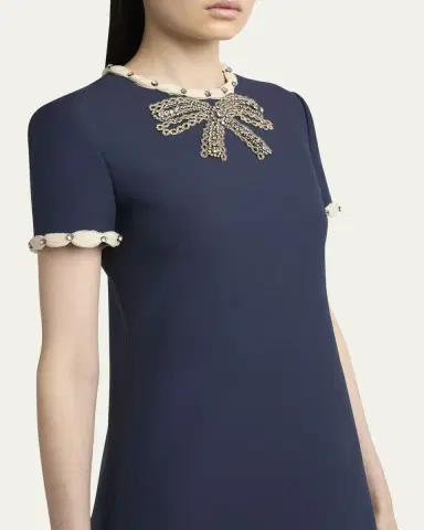 Valentino Garavani Puff-Trim Crystal Bow Mini Dress | Thumbnail 5 Valentino Garavani Puff-Trim Crystal Bow Mini Dress | Thumbnail 5