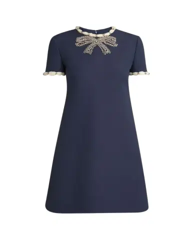 Valentino Garavani Puff-Trim Crystal Bow Mini Dress | Thumbnail 1 Valentino Garavani Puff-Trim Crystal Bow Mini Dress | Thumbnail 1