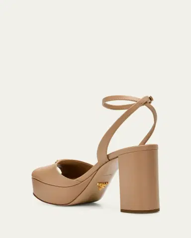 Prada Nappa Triangle Peep-Toe Platform Sandals | Thumbnail 4 Prada Nappa Triangle Peep-Toe Platform Sandals | Thumbnail 4