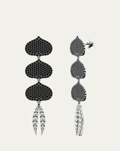 KAMAL Triple Eye Adore Lotus Black and White Diamond Earrings | Thumbnail 2 KAMAL Triple Eye Adore Lotus Black and White Diamond Earrings | Thumbnail 2