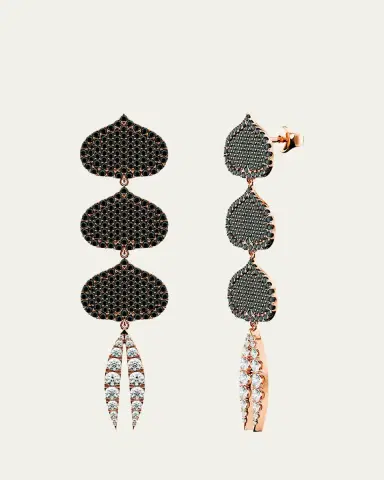 KAMAL Triple Eye Adore Lotus Black and White Diamond Earrings | Thumbnail 3 KAMAL Triple Eye Adore Lotus Black and White Diamond Earrings | Thumbnail 3