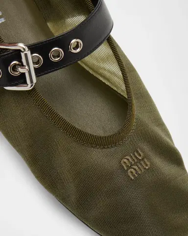 Miu Miu Mesh Buckle Mary-Jane Ballerina Flats | Thumbnail 4 Miu Miu Mesh Buckle Mary-Jane Ballerina Flats | Thumbnail 4