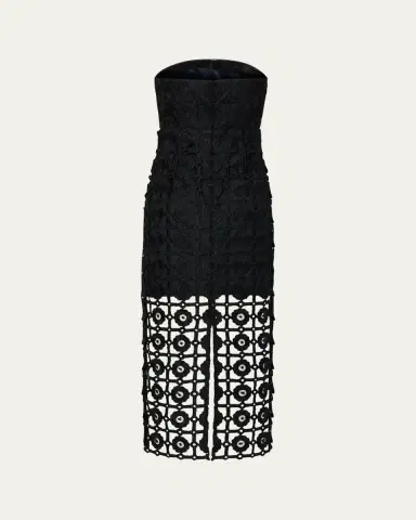 Milly Kait Strapless Tile Lace Midi Dress | Thumbnail 3 Milly Kait Strapless Tile Lace Midi Dress | Thumbnail 3