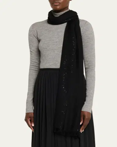 FALIERO SARTI New Dalila Colorblock Sequined Wool Silk Scarf | Thumbnail 3 FALIERO SARTI New Dalila Colorblock Sequined Wool Silk Scarf | Thumbnail 3