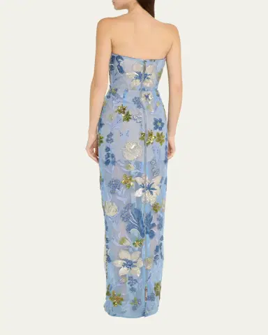 Bronx and Banco Dahlia Sequin Floral Column Gown | Thumbnail 3 Bronx and Banco Dahlia Sequin Floral Column Gown | Thumbnail 3