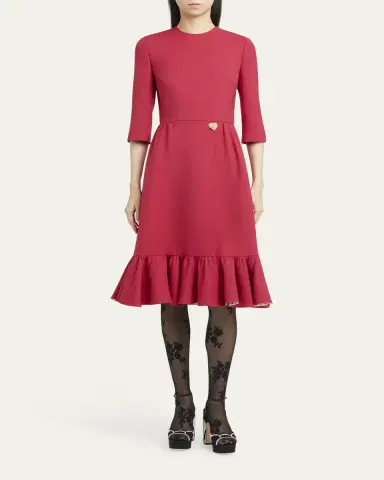 Valentino Garavani Strass Heart Flounce Crepe Couture Dress | Thumbnail 2 Valentino Garavani Strass Heart Flounce Crepe Couture Dress | Thumbnail 2
