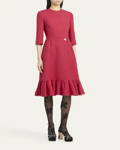 Valentino Garavani Strass Heart Flounce Crepe Couture Dress | Thumbnail 4 Valentino Garavani Strass Heart Flounce Crepe Couture Dress | Thumbnail 4