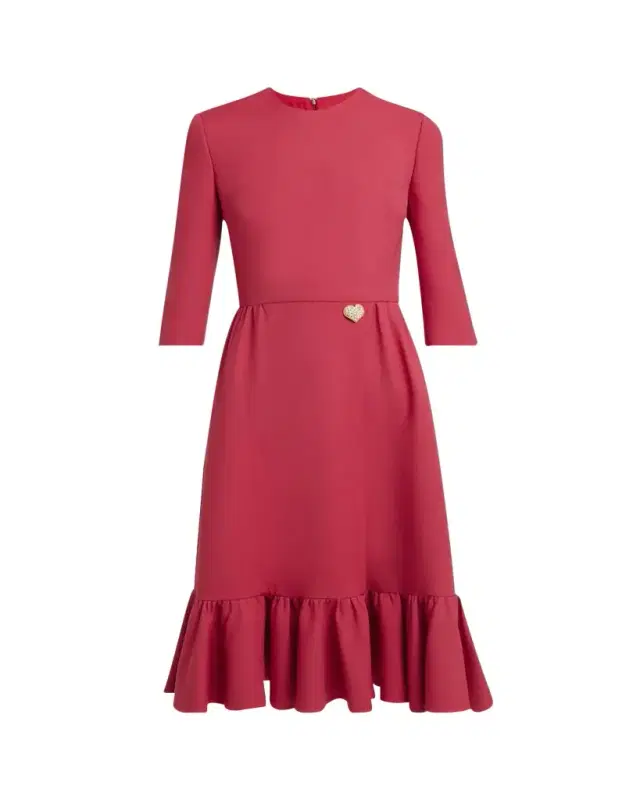 Strass Heart Flounce Crepe Couture Dress Strass Heart Flounce Crepe Couture Dress
