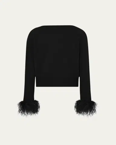 Milly Feather-Trim Wool-Cashmere Sweater | Thumbnail 3 Milly Feather-Trim Wool-Cashmere Sweater | Thumbnail 3