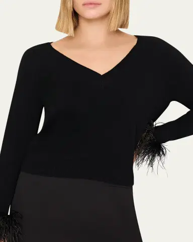 Milly Feather-Trim Wool-Cashmere Sweater | Thumbnail 4 Milly Feather-Trim Wool-Cashmere Sweater | Thumbnail 4