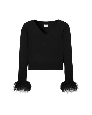 Milly Feather-Trim Wool-Cashmere Sweater | Thumbnail 1 Milly Feather-Trim Wool-Cashmere Sweater | Thumbnail 1