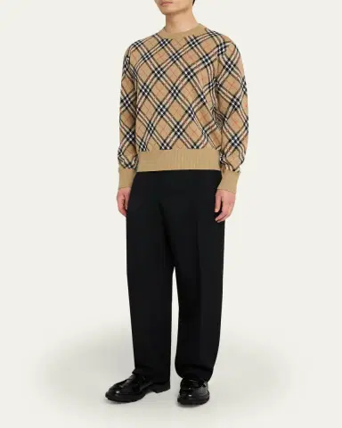 Burberry Men's Vintage Check Knit Crewneck Sweater | Thumbnail 2 Burberry Men's Vintage Check Knit Crewneck Sweater | Thumbnail 2