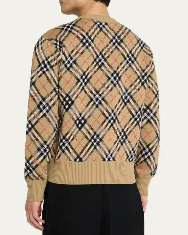 Burberry Men's Vintage Check Knit Crewneck Sweater | Thumbnail 3 Burberry Men's Vintage Check Knit Crewneck Sweater | Thumbnail 3