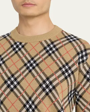 Burberry Men's Vintage Check Knit Crewneck Sweater | Thumbnail 5 Burberry Men's Vintage Check Knit Crewneck Sweater | Thumbnail 5