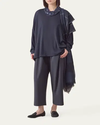 Eskandar Ultrafine Cashmere Wide Round-Neck Sweater (Mid Plus Length) | Thumbnail 2 Eskandar Ultrafine Cashmere Wide Round-Neck Sweater (Mid Plus Length) | Thumbnail 2