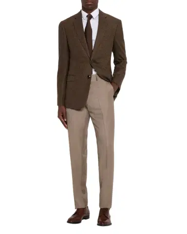 Giorgio Armani Men's Wool Sharkskin Flat Front Trousers | Thumbnail 1 Giorgio Armani Men's Wool Sharkskin Flat Front Trousers | Thumbnail 1
