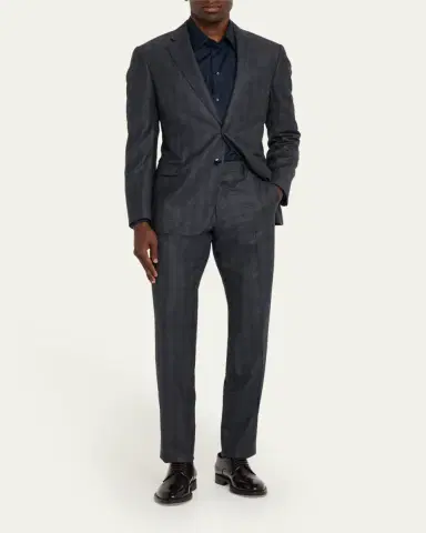 Giorgio Armani Men's Blurred Plaid G Line Two-Piece Suit | Thumbnail 2 Giorgio Armani Men's Blurred Plaid G Line Two-Piece Suit | Thumbnail 2
