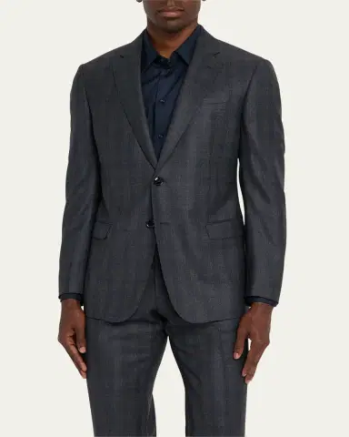 Giorgio Armani Men's Blurred Plaid G Line Two-Piece Suit | Thumbnail 4 Giorgio Armani Men's Blurred Plaid G Line Two-Piece Suit | Thumbnail 4