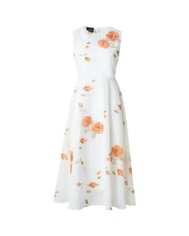 Akris Anemone Print Belted Fit-and-Flare Voile Dress | Thumbnail 1 Akris Anemone Print Belted Fit-and-Flare Voile Dress | Thumbnail 1