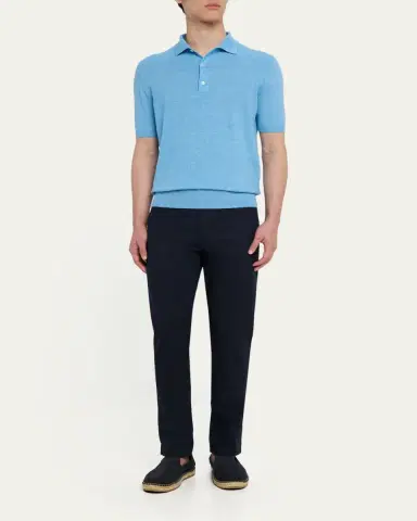 Bergdorf Goodman Men's Cashmere and Linen Short-Sleeve Polo Sweater | Thumbnail 2 Bergdorf Goodman Men's Cashmere and Linen Short-Sleeve Polo Sweater | Thumbnail 2