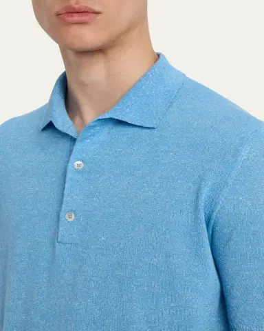 Bergdorf Goodman Men's Cashmere and Linen Short-Sleeve Polo Sweater | Thumbnail 5 Bergdorf Goodman Men's Cashmere and Linen Short-Sleeve Polo Sweater | Thumbnail 5