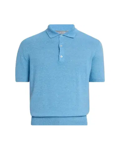 Bergdorf Goodman Men's Cashmere and Linen Short-Sleeve Polo Sweater | Thumbnail 1 Bergdorf Goodman Men's Cashmere and Linen Short-Sleeve Polo Sweater | Thumbnail 1