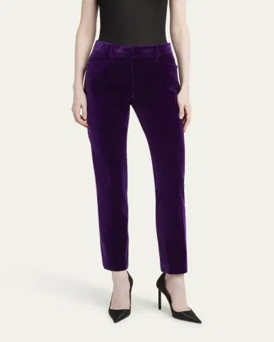 TOM FORD Velvet Slim-Leg Ankle Cigarette Trousers | Thumbnail 4 TOM FORD Velvet Slim-Leg Ankle Cigarette Trousers | Thumbnail 4
