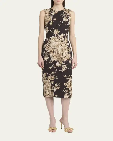Dolce & Gabbana Rose Cretonne Charmeuse Sleeveless Midi Dress | Thumbnail 2 Dolce & Gabbana Rose Cretonne Charmeuse Sleeveless Midi Dress | Thumbnail 2