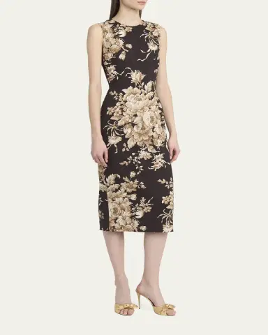 Dolce & Gabbana Rose Cretonne Charmeuse Sleeveless Midi Dress | Thumbnail 4 Dolce & Gabbana Rose Cretonne Charmeuse Sleeveless Midi Dress | Thumbnail 4