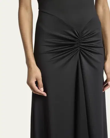 Victoria Beckham Gathered Drop-Waist Midi T-Shirt Dress | Thumbnail 5 Victoria Beckham Gathered Drop-Waist Midi T-Shirt Dress | Thumbnail 5