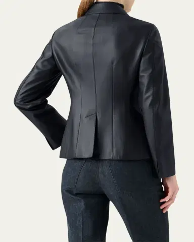 Akris Delia Nappa Leather Fitted Jacket | Thumbnail 3 Akris Delia Nappa Leather Fitted Jacket | Thumbnail 3